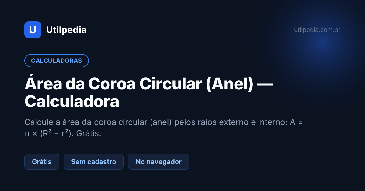 Área da Coroa Circular (Anel) — Calculadora — ferramenta online gratuita da Utilpedia